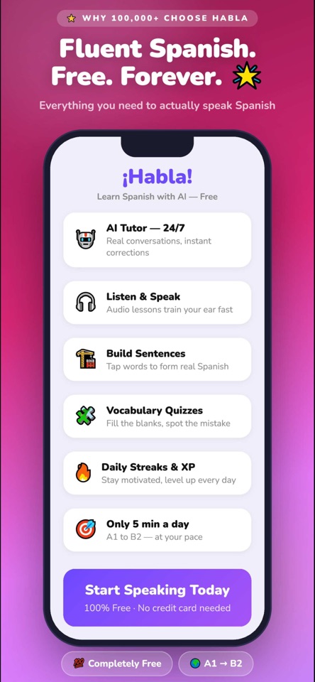 Spanish learning activities in Habla